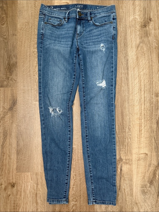 LOFT Denim - LOFT Modern Skinny Distressed Jeans in Medium Blue Wash